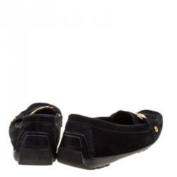 Pre Owned حذاء لوفرز لوي فيتون أكسفورد سويدي أسود مقاس 38