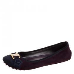مملوكة مسبقًا Louis Vuitton Purple Suede Oxford Ballet Flats Size 36