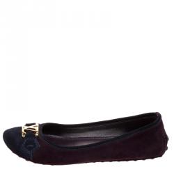 مملوكة مسبقًا Louis Vuitton Purple Suede Oxford Ballet Flats Size 36