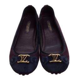 مملوكة مسبقًا Louis Vuitton Purple Suede Oxford Ballet Flats Size 36