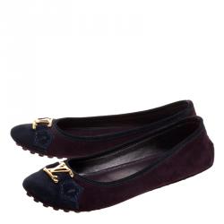 مملوكة مسبقًا Louis Vuitton Purple Suede Oxford Ballet Flats Size 36