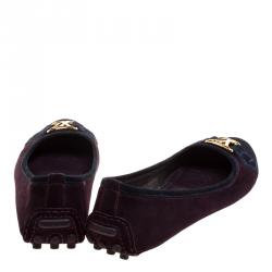 مملوكة مسبقًا Louis Vuitton Purple Suede Oxford Ballet Flats Size 36