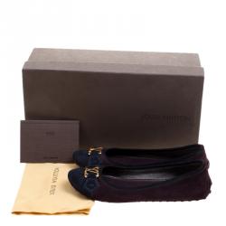 مملوكة مسبقًا Louis Vuitton Purple Suede Oxford Ballet Flats Size 36