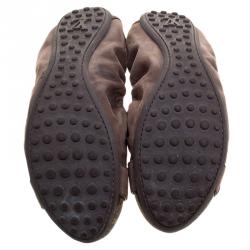 Pre Owned Louis Vuitton Brown Monogram Canvas and Leather Lucky Ballet Flats Size 40