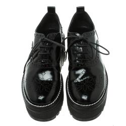 Louis Vuitton Black Brogue Leather Fighter Platform Oxfords Size 38