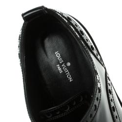 Louis Vuitton Black Brogue Leather Fighter Platform Oxfords Size 38