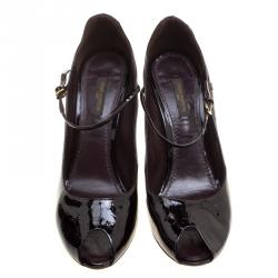 مملوكة مسبقًا حذاء روكي كعب عالي لوي فيتون حزام كاحل ومقدمة مفتوحة فرنية مونوغرامي عنابي مقاس 39