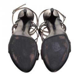 مملوكة مسبقًا صندل لوي فيتون جلد رصاصي ميتاليك وجلد ثعبان أسود سيور مقاس 37