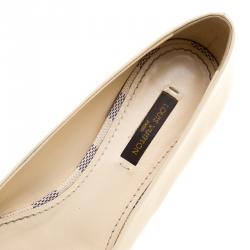 Pre Owned Louis Vuitton Damier Ecru Canvas and Patent Leather Valentine Ballet Flats Size 37