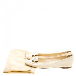 Pre Owned Louis Vuitton Damier Ecru Canvas and Patent Leather Valentine Ballet Flats Size 37