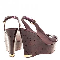 مملوكة مسبقًا Louis Vuitton Amarante Patent Vernis Leather Pantheon Slingback Sandals Size 38