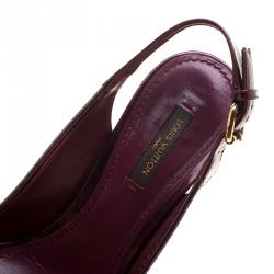 مملوكة مسبقًا Louis Vuitton Amarante Patent Vernis Leather Pantheon Slingback Sandals Size 38