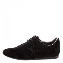 Louis Vuitton Black Perforated Suede Low Top Sneakers Size 37