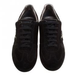 Louis Vuitton Black Perforated Suede Low Top Sneakers Size 37