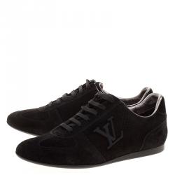 Louis Vuitton Black Perforated Suede Low Top Sneakers Size 37