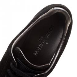 Louis Vuitton Black Perforated Suede Low Top Sneakers Size 37