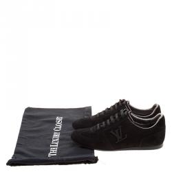 Louis Vuitton Black Perforated Suede Low Top Sneakers Size 37