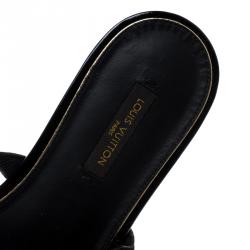 مملوكة مسبقًا صندل فلات لوي فيتون بحلقة اصبع جلد وسويدي مرصع أسود مقاس 36