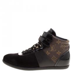 Louis Vuitton Black Monogram Canvas/Leather and Suede Move Up Sneaker Boots Size 36