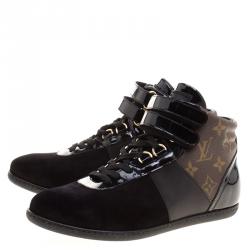Louis Vuitton Black Monogram Canvas/Leather and Suede Move Up Sneaker Boots Size 36