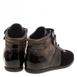 Louis Vuitton Black Monogram Canvas/Leather and Suede Move Up Sneaker Boots Size 36