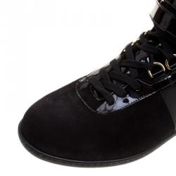 Louis Vuitton Black Monogram Canvas/Leather and Suede Move Up Sneaker Boots Size 36