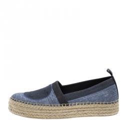 Pre Owned Louis Vuitton Blue Shore Denim Postcard Espadrilles Size 39