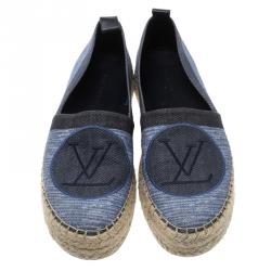 Pre Owned Louis Vuitton Blue Shore Denim Postcard Espadrilles Size 39