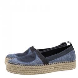 Pre Owned Louis Vuitton Blue Shore Denim Postcard Espadrilles Size 39