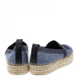 Pre Owned Louis Vuitton Blue Shore Denim Postcard Espadrilles Size 39