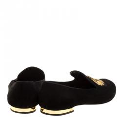 مملوكة مسبقًا Louis Vuitton Black Embroidered Suede Smoking Slippers Size 38.5
