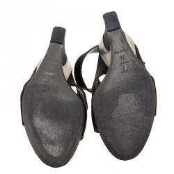 Pre Owned صندل لوي فيتون ساتان أسود بسيور متعاكسة مقدمة مفتوحة كعب روكي مقاس 39