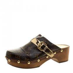 Pre Owned Louis Vuitton Monogram Canvas Canopy Clogs Size 38