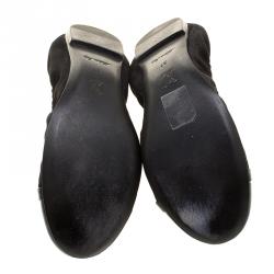 Pre Owned Louis Vuitton Black Suede and Patent Leather Elba Ballet Flats Size 37