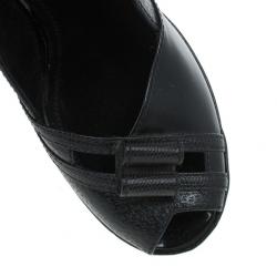 مملوكة مسبقًا Louis Vuitton Black Leather Platform Slingback Sandals Size 36