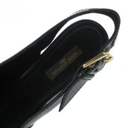 مملوكة مسبقًا Louis Vuitton Black Leather Platform Slingback Sandals Size 36