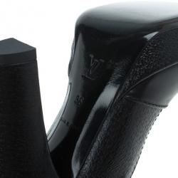 مملوكة مسبقًا Louis Vuitton Black Leather Platform Slingback Sandals Size 36