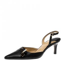 مملوكة مسبقًا صندل لوي فيتون دايس جلد أسود بحزام للكاحل مقاس 37