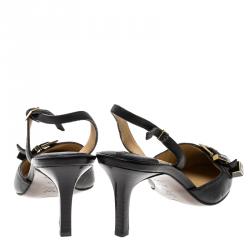 مملوكة مسبقًا صندل لوي فيتون دايس جلد أسود بحزام للكاحل مقاس 37