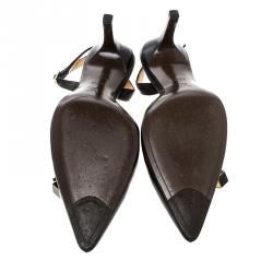 مملوكة مسبقًا صندل لوي فيتون دايس جلد أسود بحزام للكاحل مقاس 37