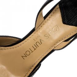 مملوكة مسبقًا صندل لوي فيتون دايس جلد أسود بحزام للكاحل مقاس 37