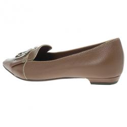 مملوكة مسبقًا Louis Vuitton Brown Leather Pointed Toe Ballet Flats Size 36.5