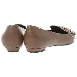 مملوكة مسبقًا Louis Vuitton Brown Leather Pointed Toe Ballet Flats Size 36.5
