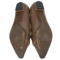 مملوكة مسبقًا Louis Vuitton Brown Leather Pointed Toe Ballet Flats Size 36.5