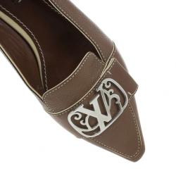 مملوكة مسبقًا Louis Vuitton Brown Leather Pointed Toe Ballet Flats Size 36.5