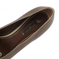 مملوكة مسبقًا Louis Vuitton Brown Leather Pointed Toe Ballet Flats Size 36.5