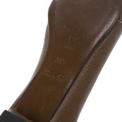 مملوكة مسبقًا Louis Vuitton Brown Leather Pointed Toe Ballet Flats Size 36.5