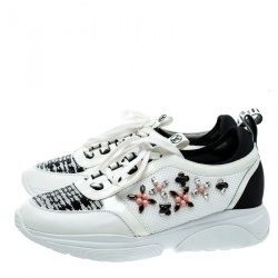 Louis Vuitton White Leather and Mesh Heat Embellished Sneakers Size 40
