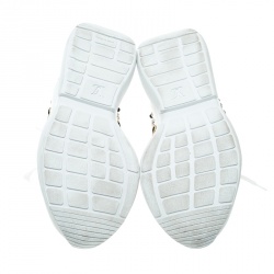 Louis Vuitton White Leather and Mesh Heat Embellished Sneakers Size 40