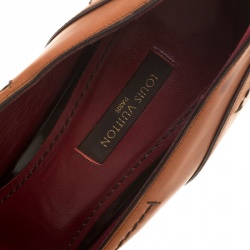 مملوكة مسبقًا Louis Vuitton Cognac Stitched Leather Pumps Size 37.5
